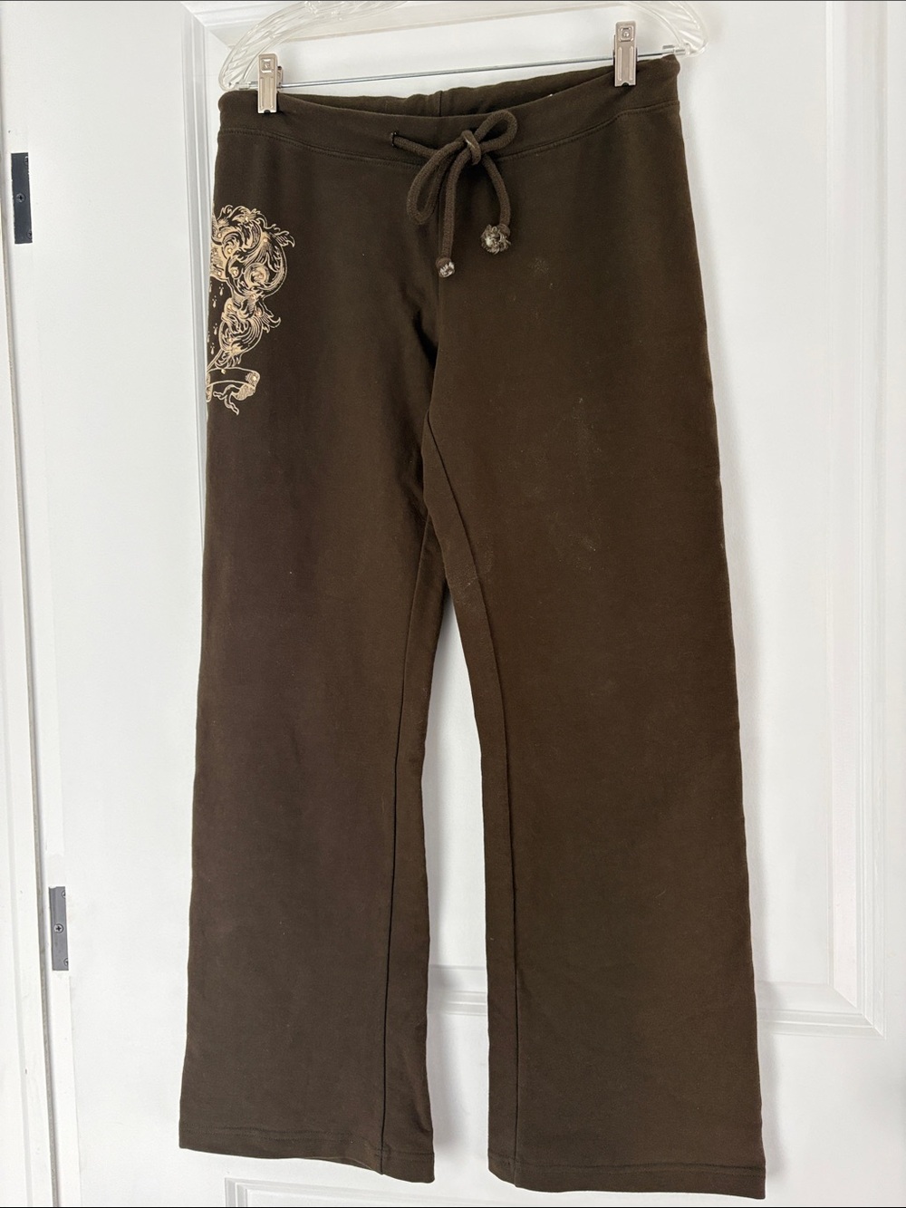 Bejeweled Brown Rhinestone Sweatpants sz M